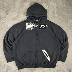 VTG Y2K Ride Snowboarding distressed streetwear skater cotton fleece jacket MXL